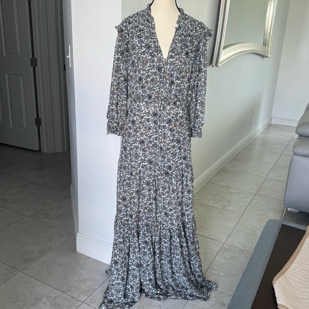 Veronica Beard Blue Floral Long Sleeve Dress - Picture 3 of 12